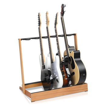Folding Hardwood With Corrugated Metal Guitar Stand for Electric Guitar, Bass, or Acoustic Guitars,Save Space for Home, Studio