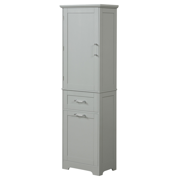 Tall Bathroom Storage Cabinet,  Storage Cabinet with Two Different Size Drawers and Adjustable Shelf, MDF Board with Painted Finish, Grey