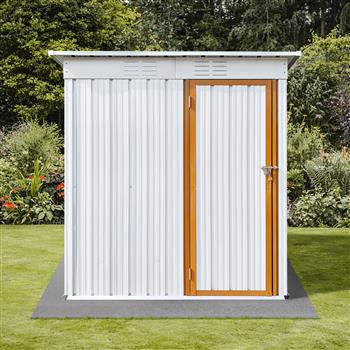 Metal garden sheds 5ftx4ft outdoor storage sheds white+yellow