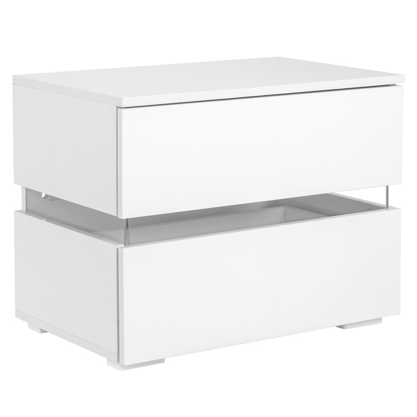 RGB LED Double Side Cabinet Bedside Table White