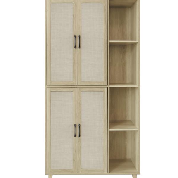 4 Door Cabinet with 4 Shelves with 4 Adjustable Inner Shelves, Storage Cabinet