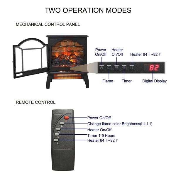 18 inch 3D  Flame Electric Infrared Quartz Fireplace Stove with remote control