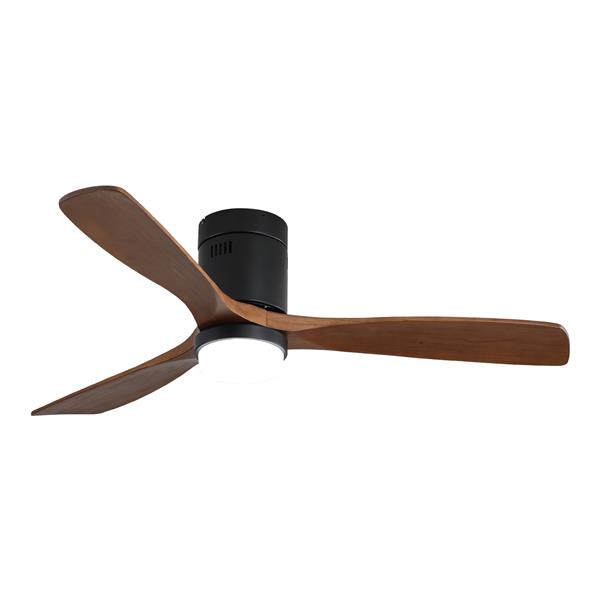 52 Inch Wooden Ceiling Fan, With 18W Led Light 3 Solid Wood Blades, Remote Control Reversible DC Motor with ETL Ceiling Fan For Home