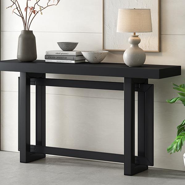 Contemporary Console Table with Wood Top, Extra Long Entryway Table for Entryway, Hallway, Living Room, Foyer, Corridor