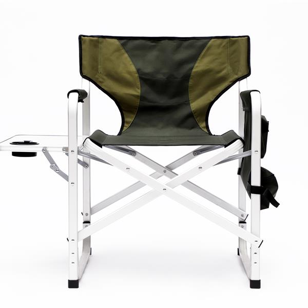 1-piece Padded Folding Outdoor Chair with Side Table and Storage Pockets,Lightweight Oversized Directors Chair for indoor, Outdoor Camping, Picnics and Fishing,Green