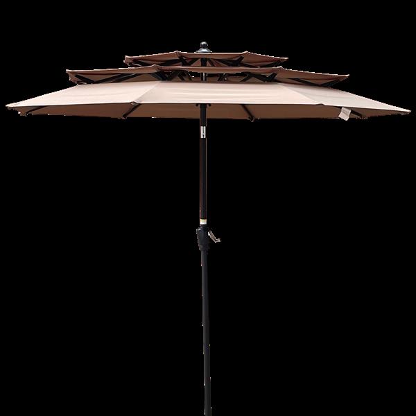 9Ft 3-Tiers Outdoor Patio  Umbrella with Crank and tilt and Wind Vents for Garden Deck  Backyard Pool Shade Outside Deck Swimming Pool