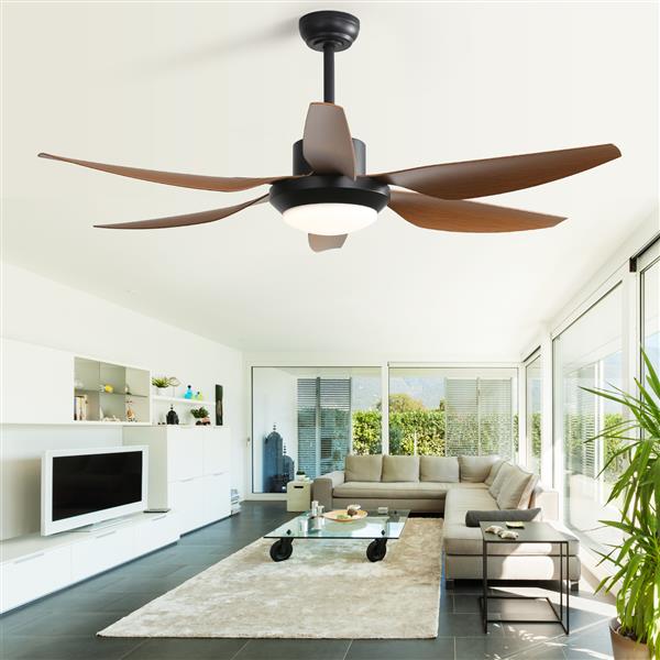 54 Inch Indoor Ceiling Fan With Dimmable Led Light ABS Blades Remote Control Reversible DC Motor For Living Room