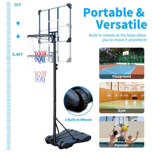 Basketball Hoop Portable Basketball Goal for Indoor Outdoor Basketball Stand 5.6-7 ft Adjustable 32 in Backboard with Wheels