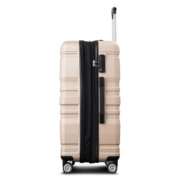 Luggage Sets New Model Expandable ABS Hardshell 3pcs Clearance Luggage Hardside Lightweight Durable Suitcase sets Spinner Wheels Suitcase with TSA Lock  20''24''28'' (Champagne)