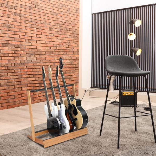 Folding Hardwood With Corrugated Metal Guitar Stand for Electric Guitar, Bass, or Acoustic Guitars,Save Space for Home, Studio