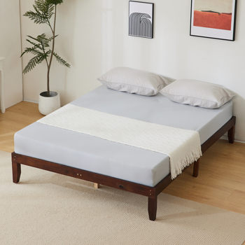 Basic bed frame Painted pine wood Brown Full 189*136*30.5cm Wooden bed Single bed