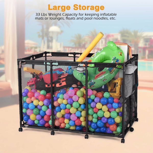  48"x30"x33" Mesh Pool Storage Bin，Pool hanging storage bag，Holder for Noodles, Toys, Floats, Towels, Mesh Organizer for Swimming Equipments（No shipments on weekends）