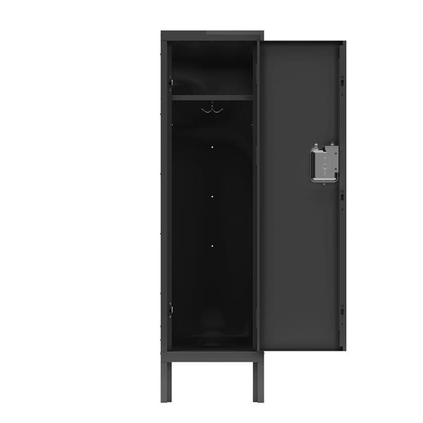 1 Door Tall Single Metal Locker-Retro Style Storage Cabinet--Industrial Furniture--For Living Room/Bedroom/Storage Room/Gym/School--Black