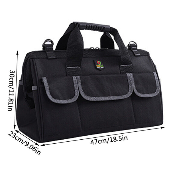 19in Portable Multifunctional Tool Bag Heavy Duty Storage Case w/Shoulder Strap