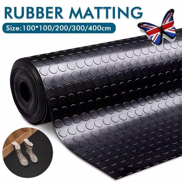 Rubber Flooring Matting Heavy Duty Black Anti Slip Garage Coin Penny 3MM Thick