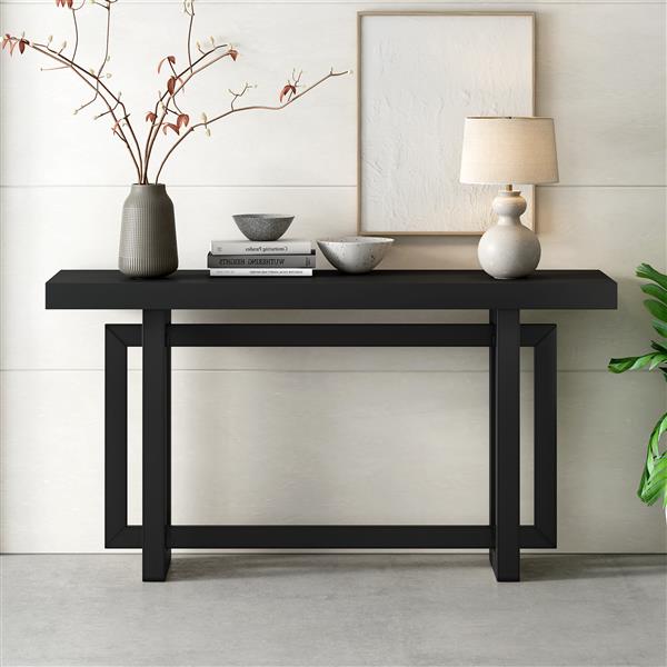 Contemporary Console Table with Wood Top, Extra Long Entryway Table for Entryway, Hallway, Living Room, Foyer, Corridor