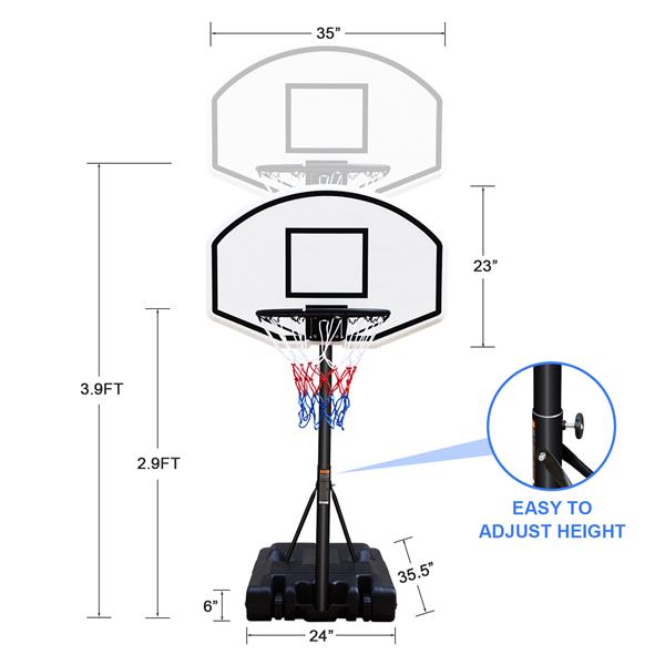 Portable Poolside Basketball Hoop System Basketball Hoop for Pool Height Adjustable 3.1ft-4.7ft with 36" Backboard for Indoor Outdoor Use