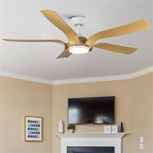 Smart 56"  Integrated LED Ceiling Fan with Antique Wood in Floral Shape