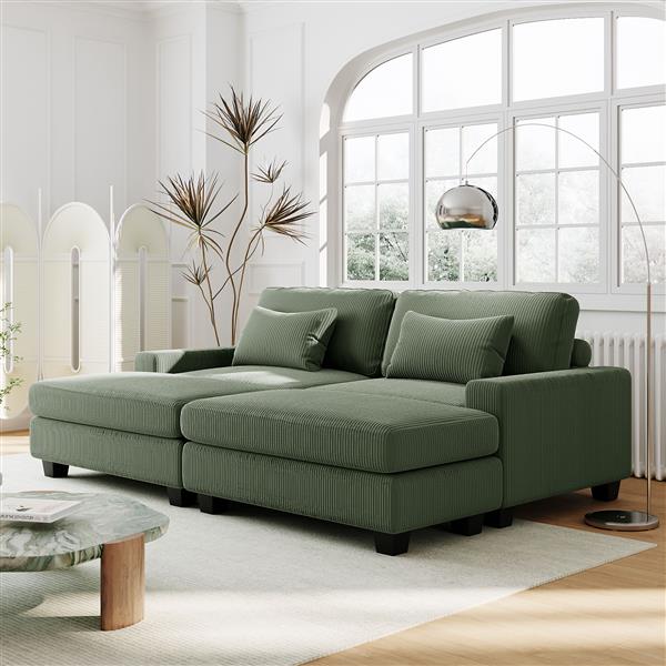 90'' Square Arm Sofa with Removable Back Cushions and 2 pillows,Couch for Living Room, Office, Apartment