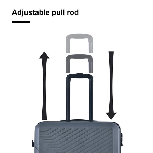 3 Piece Luggage Sets ABS Lightweight Suitcase with Two Hooks, Spinner Wheels, TSA Lock, (20/24/28) Gray