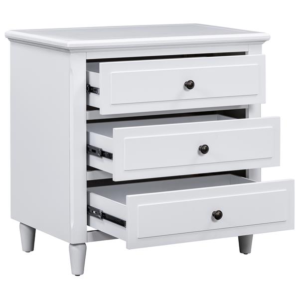 3-Drawer Nightstand Storage Wood Cabinet