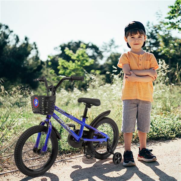 Kids Bike 16 inch for Boys & Girls with Training Wheels, Freestyle Kids' Bicycle with Bell,Basket and fender.