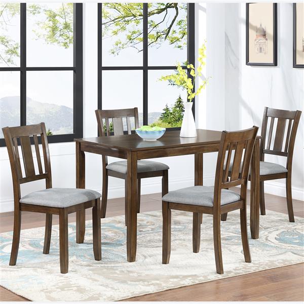 Wooden Dining Chairs Set of 4, Kitchen Chair with Padded Seat, Upholstered Side Chair for Dining Room, Living Room,  Walnut