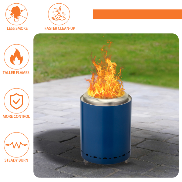 7.1*7.1*9.7in smokeless fire pit  blue