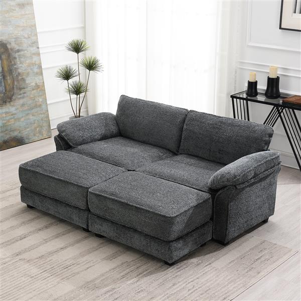 [VIDEO provided] [New] Free Combination Modular Convertible Sectional Sofa Bed Set, 4 Seat Upholstered Sleeper Corner Couch, Deep-Seat Loveseat with for Living Room, Office, Apartment,2 Colors