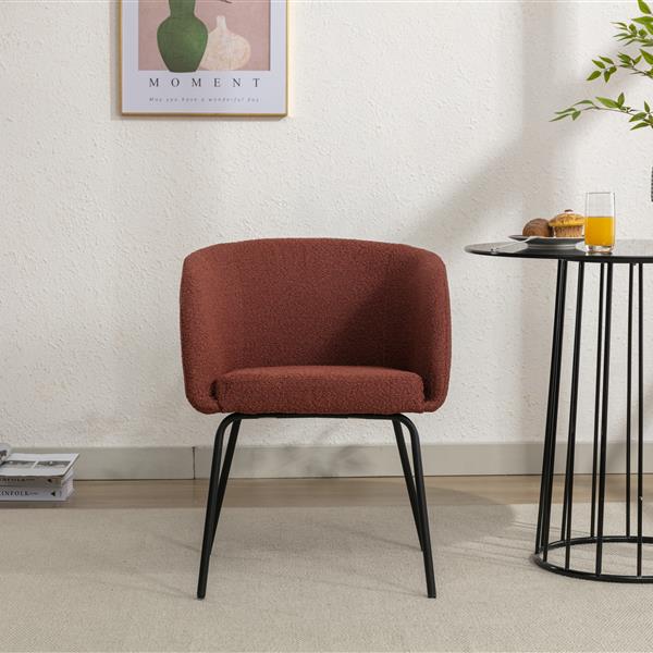 039-Set of 1 Fabric Dining Chair With Black Metal Legs,Wine Red