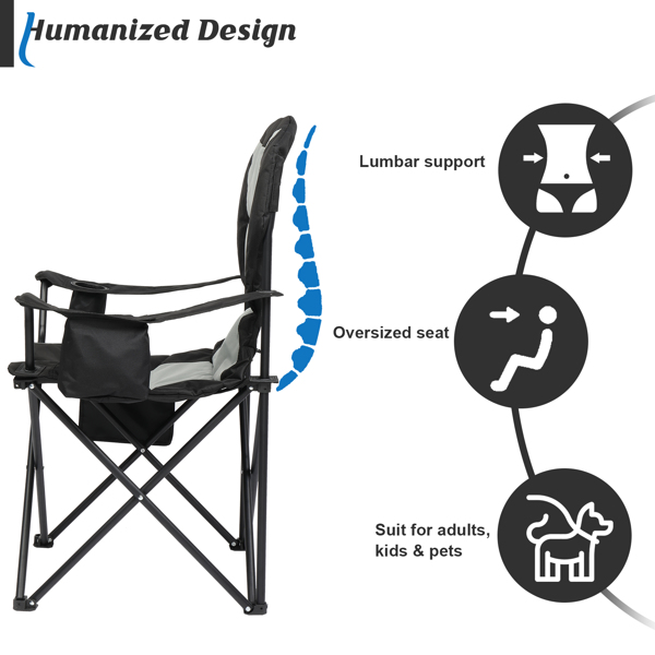  35*22*41in  Camping Chair Fishing Chair Folding Chair Black Gray