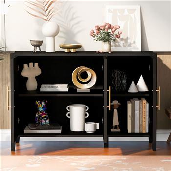 Featured Three-door Storage Cabinet with Metal Handles, Suitable for Corridors, Entrances, Living rooms, and Study rooms