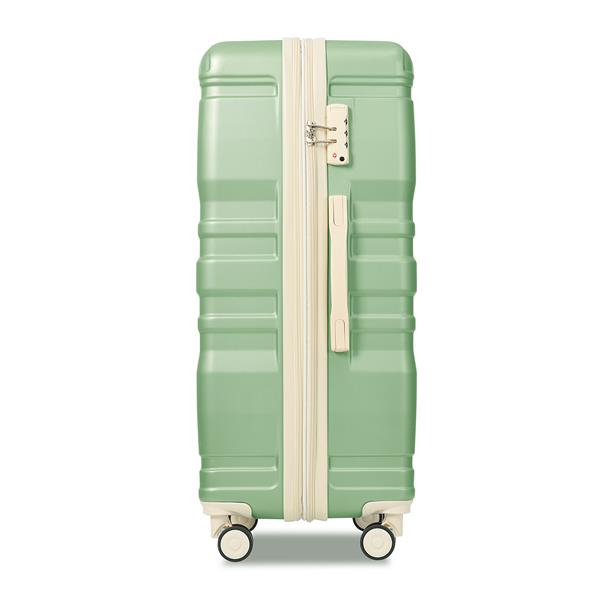 Luggage Sets New Model Expandable ABS Hardshell 3pcs Clearance Luggage Hardside Lightweight Durable Suitcase sets Spinner Wheels Suitcase with TSA Lock 20''24''28''(grass green and beige)