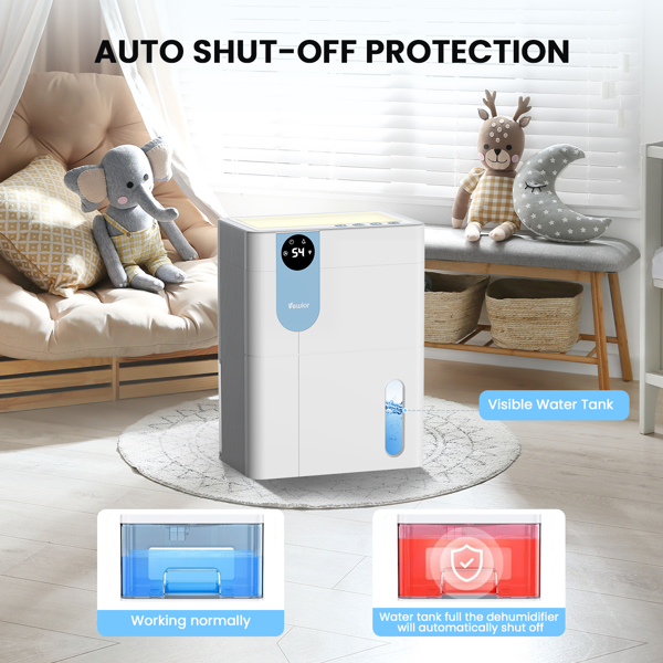 152 OZ Dehumidifiers for Home, Quiet Dehumidifier for Basement with Large Water Tank, Dehumidifiers for Bathroom Bedroom RV Closet with Auto Shut Off and Night Light【FBA发货 亚马逊禁售】