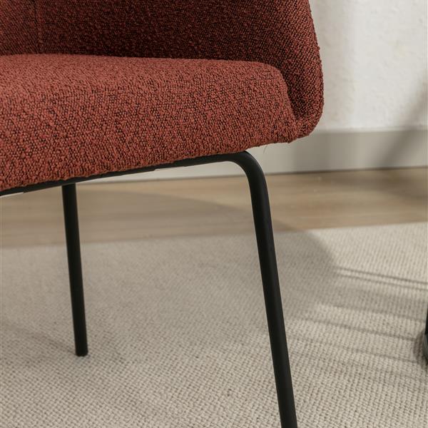 039-Set of 1 Fabric Dining Chair With Black Metal Legs,Wine Red