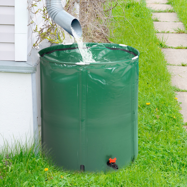 50 Gallon Folding Rain Barrel Water Collector Green