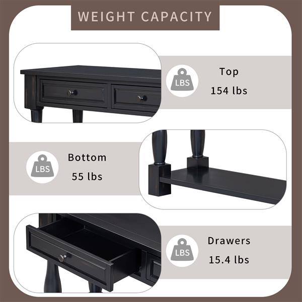 Console Table 63" Long Console Table with Drawers and Shelf for Entryway, Hallway, Living Room