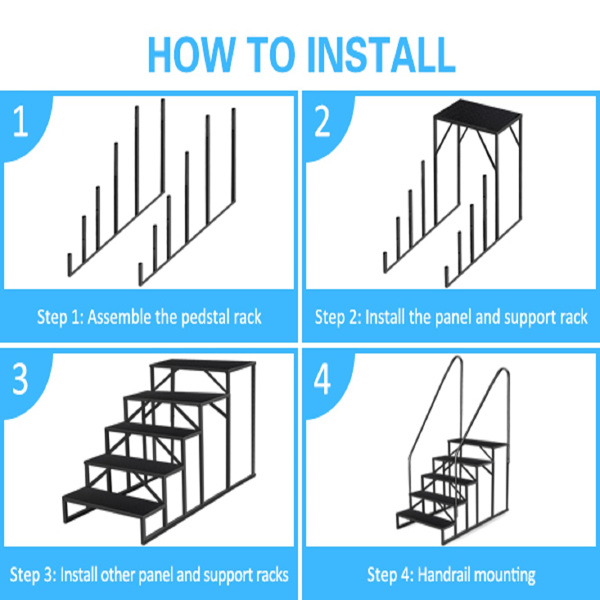 5 Step Ladder with Handrail, Swimming Pool Ladder Above Ground, 660 lb Load Capacity RV Steps with Anti-Slip Panel, Mobile Home Stairs for Reaching and Getting High