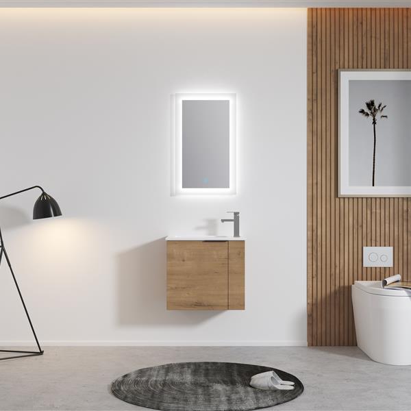 Bathroom Vanity with Sink 22 Inch for Small Bathroom,Floating Bathroom Vanity with Soft Close Door,Small Bathroom Vanity with Sink, 22x13 (KD-Packing)