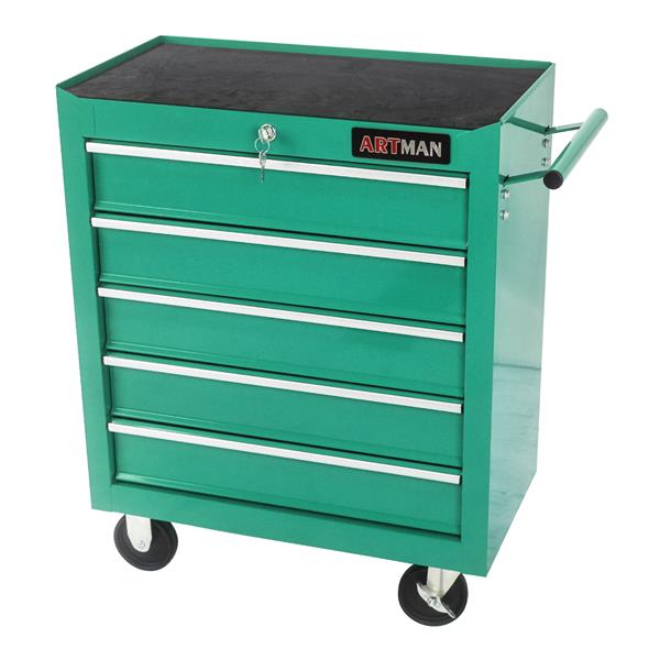 5 DRAWERS MULTIFUNCTIONAL TOOL CART WITH WHEELS-GREEN