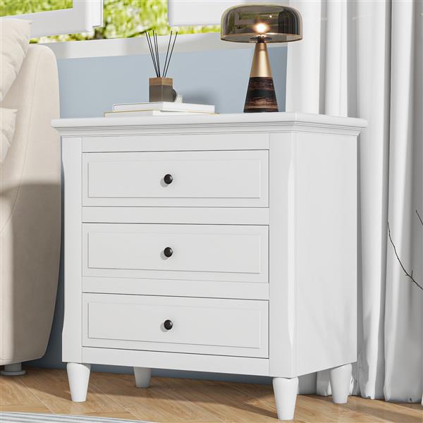 3-Drawer Nightstand Storage Wood Cabinet