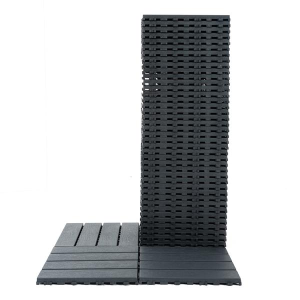 Plastic Interlocking Deck Tiles,44 Pack Patio Deck Tiles,11.8"x11.8" Square Waterproof Outdoor Floor All Weather Use, Patio Floor Decking Tiles for Porch Poolside Balcony Backyard (Dark Grey 44 pack)