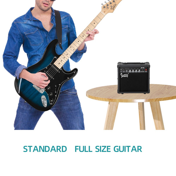 【Do Not Sell on Amazon】Glarry GST Stylish Electric Guitar Kit with Black Pickguard Blue Color