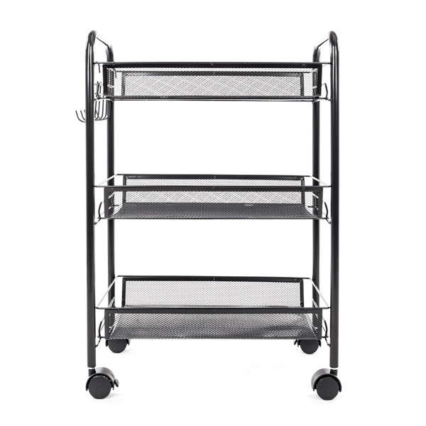 Exquisite Honeycomb Net Three Tiers Storage Cart Black