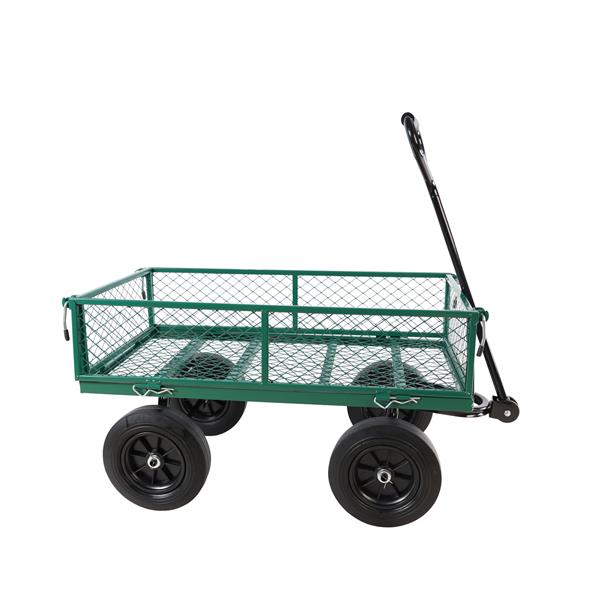 (Green solid wheels wagon cart) Solid wheels Tools cart Wagon Cart Garden cart trucks  make it easier to transport firewood