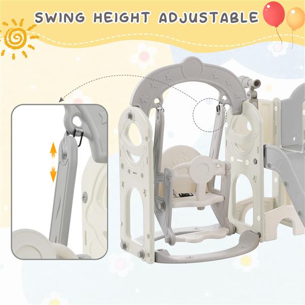 Toddler Slide and Swing Set 7 in 1, Kids Playground Climber Slide Playset with Basketball Hoop  Combination for Babies Indoor & Outdoor