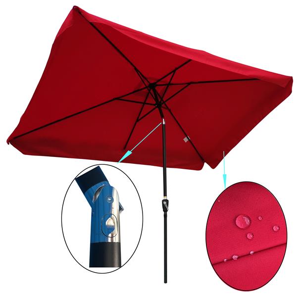 10 x 6.5ft Rectangular Patio Umbrella Outdoor Market Umbrellas with Crank and Push Button Tilt for Garden Swimming Pool Market