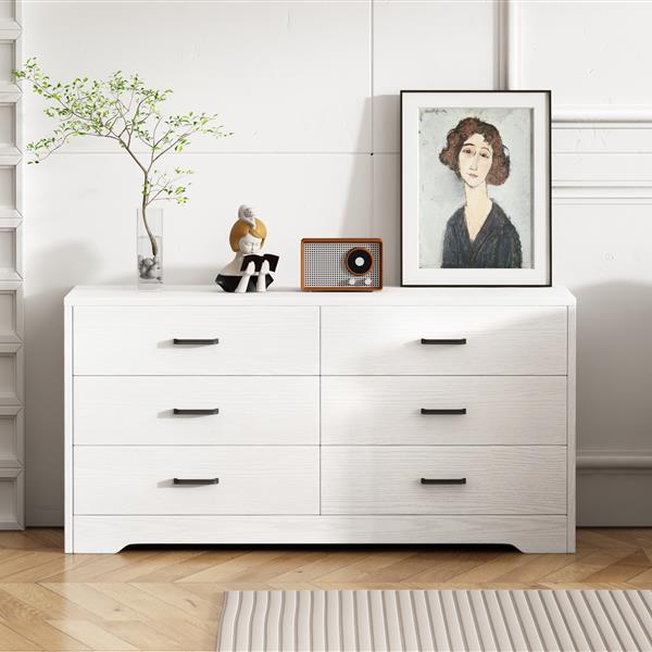 WOOD MDF BOARDS, 6 Drawers Dresser, WHITE