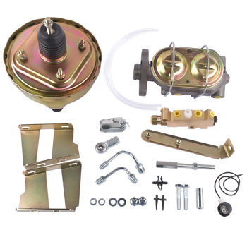 刹车总成 8" Single Zinc Power Brake Booster 1" Bore Cylinder Disc Drum Fit for Chevy Biscayne Impala Bel Air 1958-1964