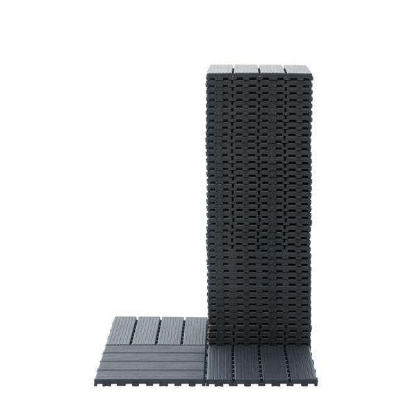 Plastic Interlocking Deck Tiles,44 Pack Patio Deck Tiles,12"x12" Square Waterproof Outdoor All Weather Use, Patio Decking Tiles for Poolside Balcony Backyard, Grey